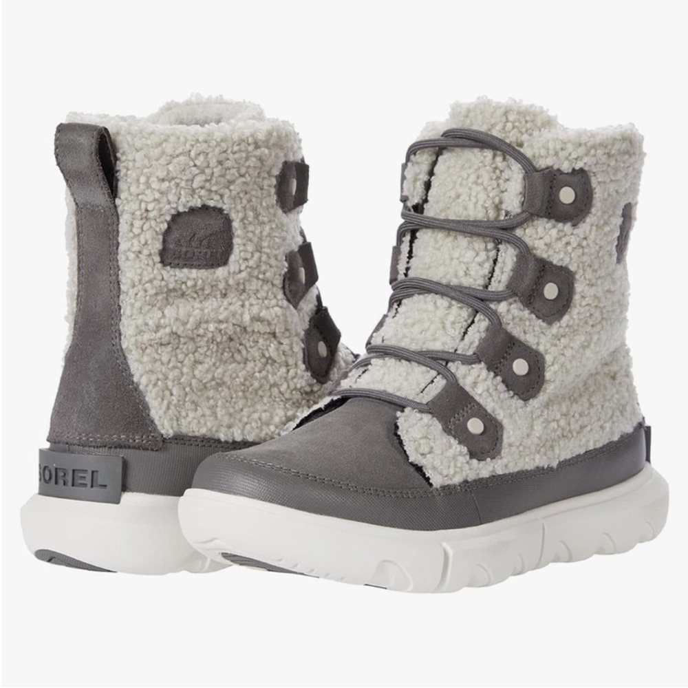 Sorel Explorer II Joan Cozy Quarry Light Dove Insulated Waterproof Boots Size 5